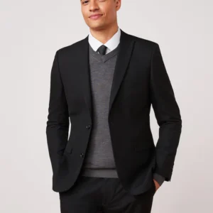 Black Slim Fit Two Button Suit Jacket