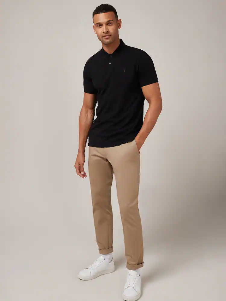 Black Regular Fit Short Sleeve Pique Polo Shirt - Image 2