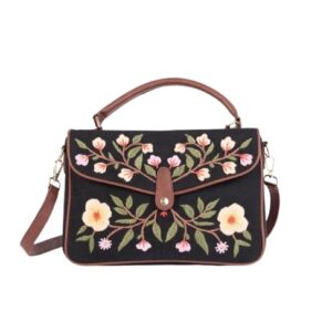 Bagyo Customized Canvas Full Hand Embroidery Messenger Sling Bag For Women Office Use - Personalized Name for College Girls & Travel Shoulder Handbag With 2 Handles