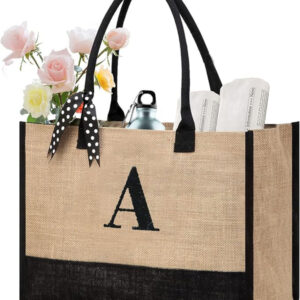 Personalized Jute Tote Bag for Women – Beach Tote with Handles